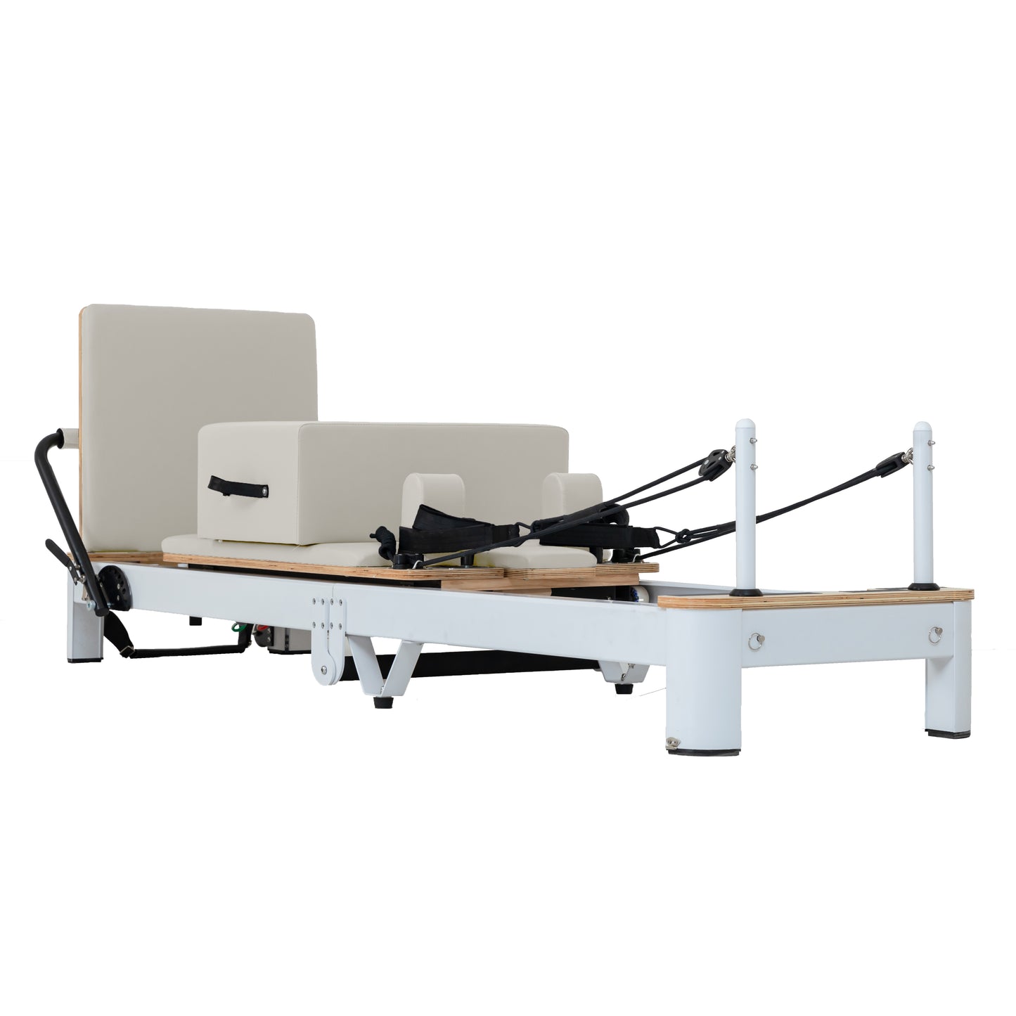 Foldable Aluminum Pilates Reformer | Black & White