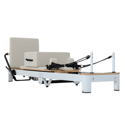 Foldable Aluminum Pilates Reformer | Black & White