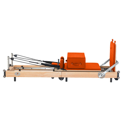 Foldable Oak Wood Pilates Reformer | Space-Saving
