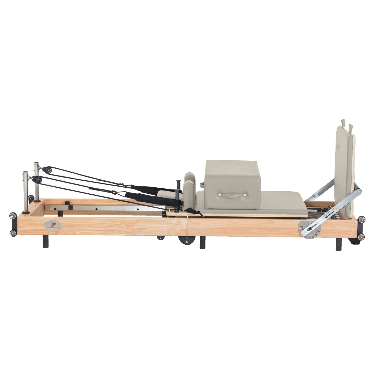 Foldable Oak Wood Pilates Reformer | Space-Saving