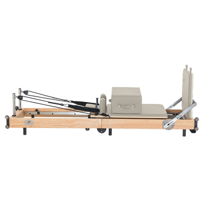 Foldable Oak Wood Pilates Reformer | Space-Saving