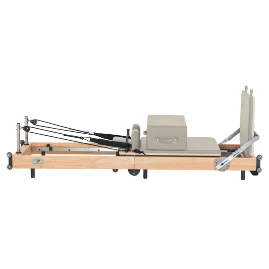 Foldable Oak Wood Pilates Reformer | Space-Saving
