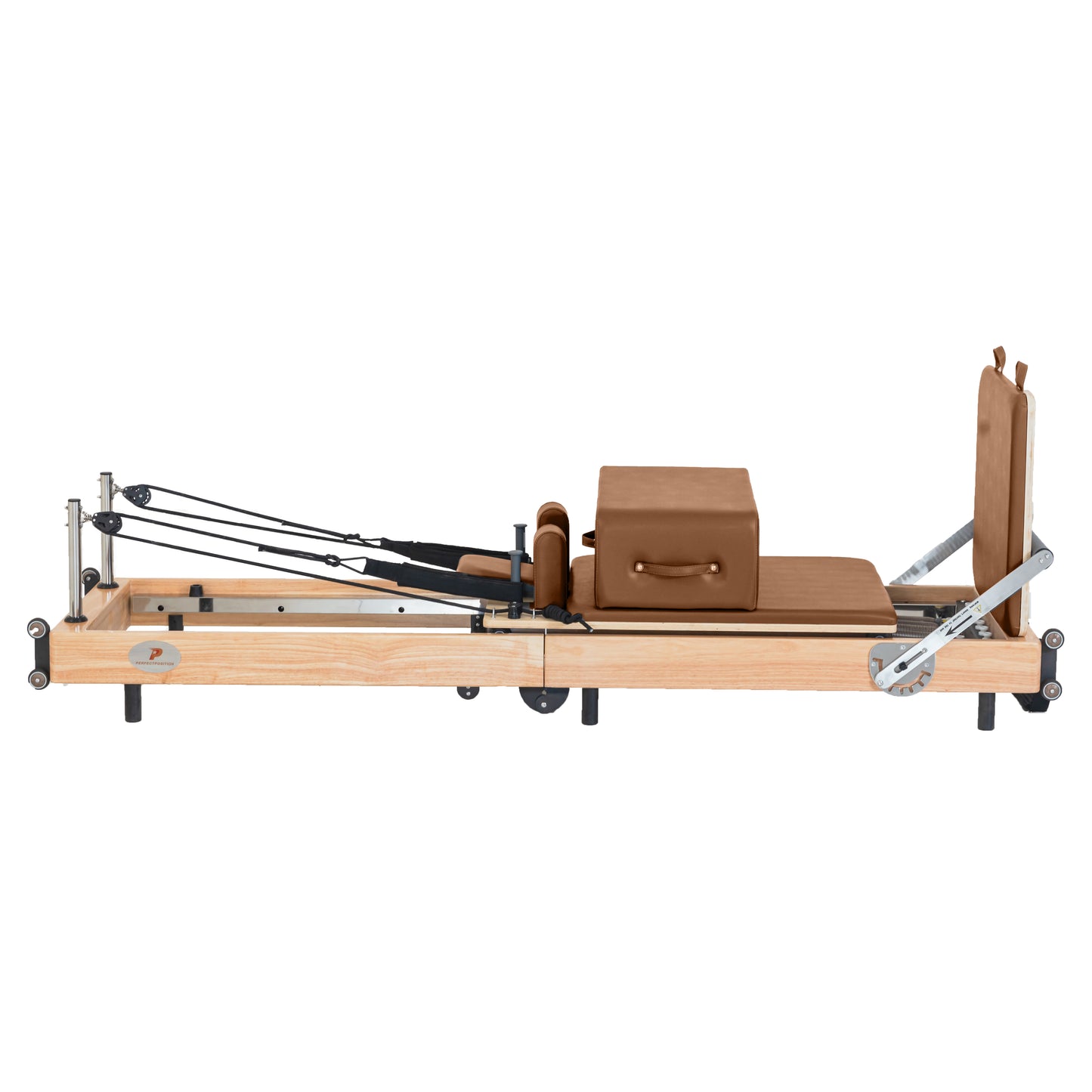 Foldable Oak Wood Pilates Reformer | Space-Saving