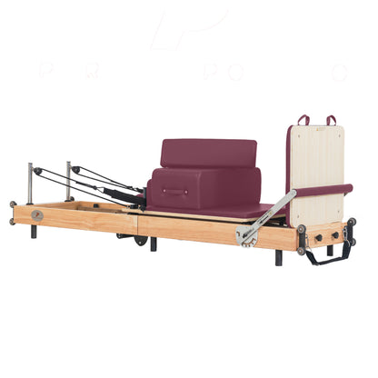Foldable Oak Wood Pilates Reformer | Space-Saving
