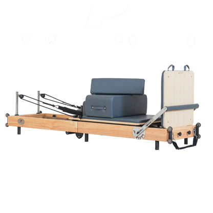 Foldable Oak Wood Pilates Reformer | Space-Saving