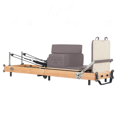 Foldable Oak Wood Pilates Reformer | Space-Saving