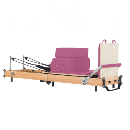 Foldable Oak Wood Pilates Reformer | Space-Saving
