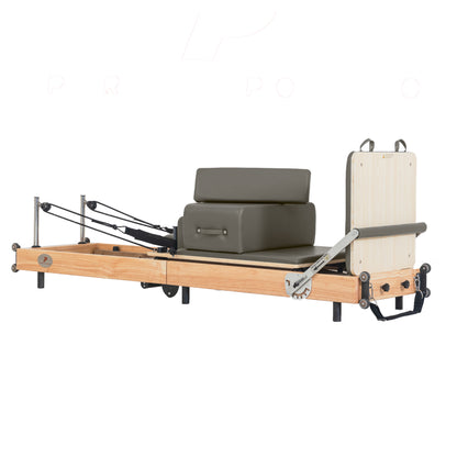 Foldable Oak Wood Pilates Reformer | Space-Saving