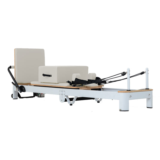 Foldable Aluminum Pilates Reformer | Black & White