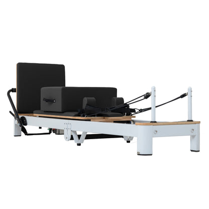 Foldable Aluminum Pilates Reformer | Black & White