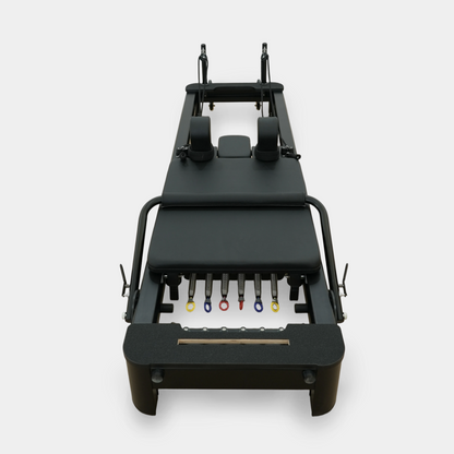 Foldable Aluminum Pilates Reformer | Black & White