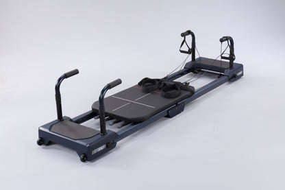 FitFormer 2.0 Home Pilates Reformer, black frame, side view